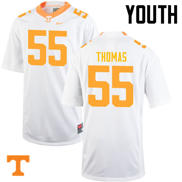 Youth #55 Coleman Thomas Tennessee Volunteers College Football Jerseys-White - Click Image to Close